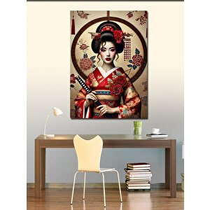 Kanvas Tablo Geisha Sanatı Çizimi 100x140 cm