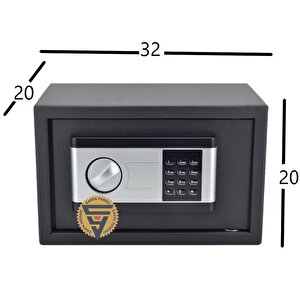 Elektronik Şifreli Ve Kilitli Çelik Kutu Kasa 32x20x20
