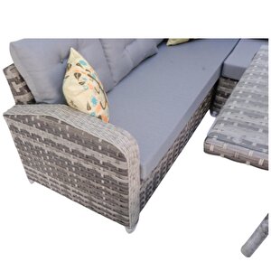 Aria | Rehome Rattan İki Puflu L Köşe Takımı | 708