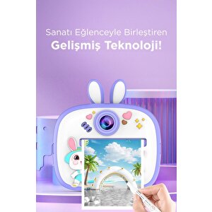 Torima Trm-cmr18 Mor Dijital Video Fotoğraf Çocuk Kamerası Anlık Termal Resim Kağıt Baskılı Yazıcı