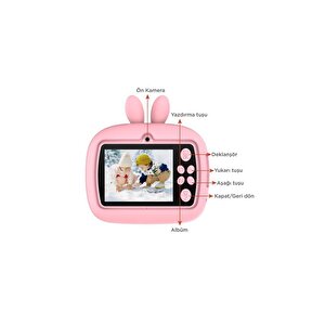 Torima Trm-cmr18 Pembe Dijital Video Fotoğraf Çocuk Kamerası Anlık Termal Resim Kağıt Baskılı Yazıcı