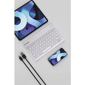 Torima Tmk-08 Beyaz Kablosuz Bluetooth Klavye Mouse Seti