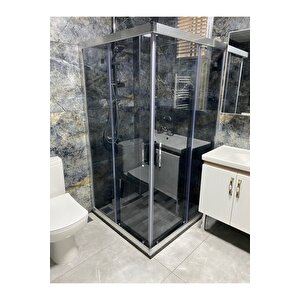 Ustaduş - Qorex Marka - 6 Mm Füme Temper Cam Duşakabin H:190 Özel Seri Krom Aksesuar.  Qorex Duşakabin Ve Banyo Temizlik Spreyi 90x110 cm