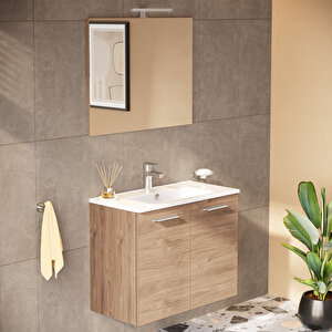 Vitra Ardea 69567 Banyo Dolabı Seti, Kapaklı, 80 Cm, Altın Meşe