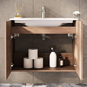 Vitra Ardea 69567 Banyo Dolabı Seti, Kapaklı, 80 Cm, Altın Meşe