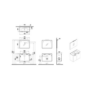 Vitra Ardea 69567 Banyo Dolabı Seti, Kapaklı, 80 Cm, Altın Meşe