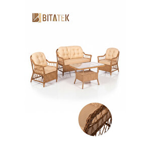 Milas 2'li Bahçe Ve Balkon Takımı Kahverengi 2+1+1 Masalı