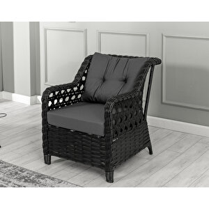 Datça Rattan Bahçe Mobilyası 3+1+1 Antrasit/masalı