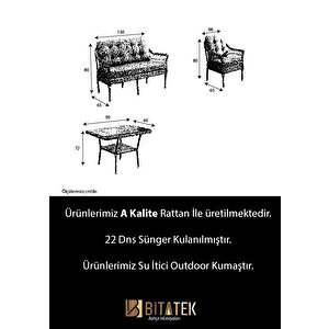 Milas 2'li Bahçe Ve Balkon Takımı Açık Gri 2+1+1 Masalı