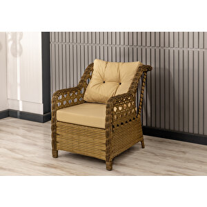 Datça Rattan Bahçe Mobilyası 3+1+1 Kahverengi/masalı
