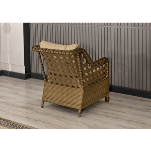 Datça Rattan Bahçe Mobilyası 3+1+1 Kahverengi/masalı