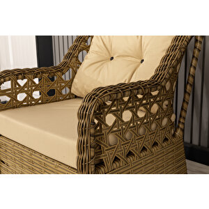 Datça Rattan Bahçe Mobilyası 3+1+1 Kahverengi/masalı