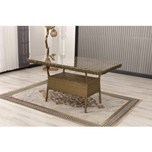 Datça Rattan Bahçe Mobilyası 3+1+1 Kahverengi/masalı