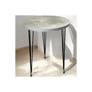Zigon Sehpa  Metal Tel Ayak (beyaz-füme)