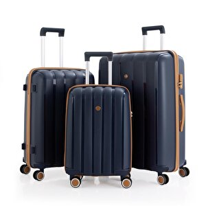 3lü Set Kırılmaz Silikon Seyahat Valizi Bavulu V305 Laci Hardal