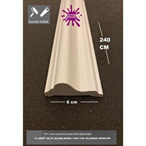 Boyanabilir Klasik Duvar Çıtası 6cm X 240cm Poliüretan Çıta Boyanabilir Çıta Bordür Salon1 Boy 240cm