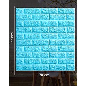 Kağıdı Kendinden Yapışkanlı 70x77cm 1 Adet Çoçuk Odası Salon Ofis Mavi Taş Tuğla 3d Duvar Nw05