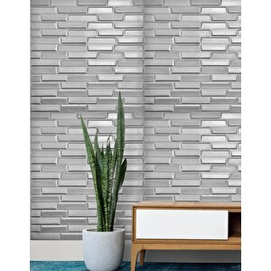 Tek Parça 70x500cm 1 Adet Gri Piramit Opak Model Yapışkanlı Ev Ofis Salon Duvar Paneli Kağıdı Nw65