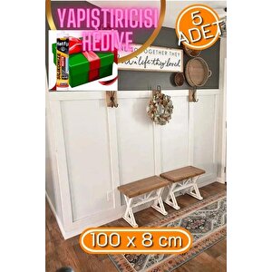 Di̇kkat 1 Adet Yapıştırıcı Hediyeli Iskandinav Duvar Çıtası 1 Paket (5 Adet) 8×100cm Mdf Duvar Dekoru