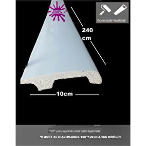 10cmx240cm Beyaz İcon Pvc Çıta Parke Süpürgelik Kenar Çıtalama Dekoratif Ev Süpürgelik 1 Boy 240cm