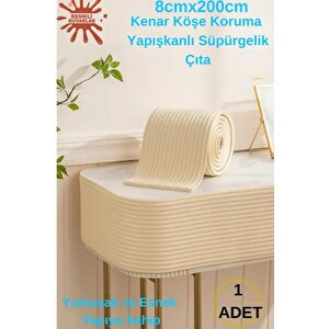 8cmx200cm 1 Adet Yapışkanlı Meva Krem Lambiri Model Çıta Süpürgelik Tablo Tavan Koruyucu Kenar Çıta