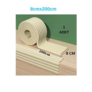 8cmx200cm 1 Adet Yapışkanlı Meva Krem Lambiri Model Çıta Süpürgelik Tablo Tavan Koruyucu Kenar Çıta
