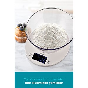 Menekşe Geniş Led Ekranlı Dokunmatik Dijital Hassas 1gr-5kg Mutfak Tartısı Terazisi