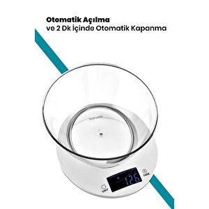 Menekşe Geniş Led Ekranlı Dokunmatik Dijital Hassas 1gr-5kg Mutfak Tartısı Terazisi