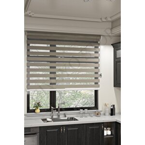 Sütlü Kahve Ithal Bambu Etek Dilimsiz Stor Zebra Perde 150x150 cm