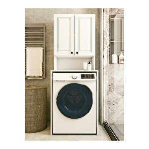 Çamaşır Makinesi Dolabı Parlak Beyaz Modern Banyo Dolabı