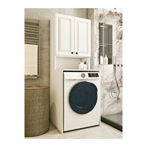 Çamaşır Makinesi Dolabı Parlak Beyaz Modern Banyo Dolabı