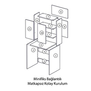 Çamaşır Makinesi Dolabı Parlak Beyaz Modern Banyo Dolabı