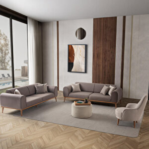 Edsy Home Rebull 3+3+1+1 Koltuk Takımı Kahverengi + Sütlü Kahve
