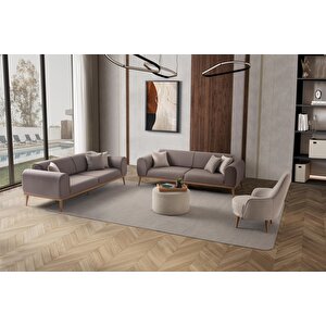 Rebull 3+3+1 Koltuk Takımı Kahverengi + Sütlü Kahve