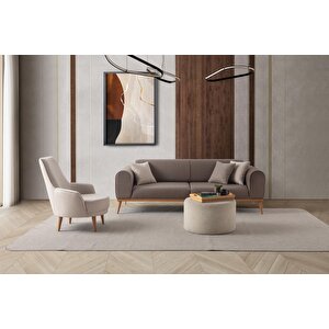Rebull 3+3+1 Koltuk Takımı Kahverengi + Sütlü Kahve