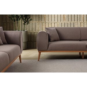 Edsy Home Rebull 3+3+1 Koltuk Takımı Kahverengi + Sütlü Kahve