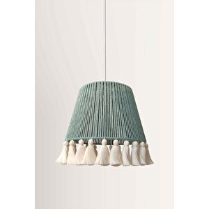 El Yapımı Bohem Makrome Avize – Yeşil | Arne Retro 30 cm