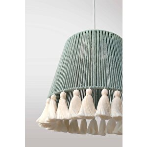 El Yapımı Bohem Makrome Avize – Yeşil | Arne Retro 30 cm