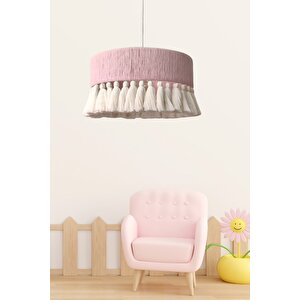 El Yapımı Bohem Makrome Avize – Pembe | Lagertha 35 cm