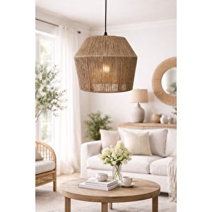 El Yapımı Bohem Avize – Doğal Jüt | Diamante 30 cm