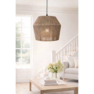 El Yapımı Bohem Avize – Doğal Jüt | Diamante 30 cm