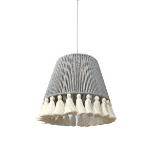 El Yapımı Bohem Makrome Avize – Gri | Arne Retro 30 cm