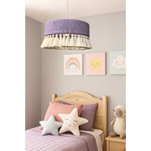 El Yapımı Bohem Makrome Avize – Lila | Lagertha 35 cm