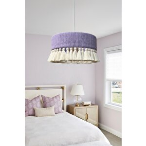 El Yapımı Bohem Makrome Avize – Lila | Lagertha 35 cm