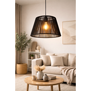 El Yapımı Bohem Makrome Avize – Siyah | Arne 30 cm