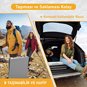 Haegs Saklama Dolaplı Kamp Masası, Outdoor Kamp Mutfağı, Kamp Dolabı, Katlanabilir Kamp Piknik Masası, Seyahat Mutfağı, Mutfak Dolabı, Depolama Bölmeli, Dış Mekan Mutfağı 80-50cm- Mermer Desenli