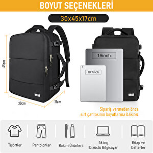 Haegs Laptop Sırt Çantası, Seyahat Çantası Hafif El Çantası Küçük Bavul Valiz, Uçak Onaylı Bagaj Çantası, Erkek Ve Bayan İçin, 15.6 Inç Notebook Dizüstü Bilgisayar Laptop Macbook Çantası, Siyah