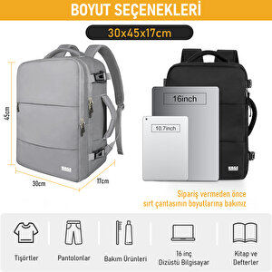 Haegs Laptop Sırt Çantası, Seyahat Çantası Hafif El Çantası Küçük Bavul Valiz, Uçak Onaylı Bagaj Çantası, Erkek Ve Bayan İçin, 15.6 Inç Notebook Dizüstü Bilgisayar Macbook Laptop Çantası, Gri