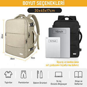 Haegs Laptop Sırt Çantası, Seyahat Çantası Hafif El Çantası Küçük Bavul Valiz, Uçak Onaylı Bagaj Çantası, Erkek Ve Bayan İçin, 15.6 Inç Notebook Dizüstü Bilgisayar Macbook Laptop Çantası, Bej
