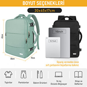 Haegs Laptop Sırt Çantası, Seyahat Çantası Hafif El Çantası Küçük Bavul Valiz, Uçak Onaylı Bagaj Çantası, Erkek Ve Bayan İçin, 15.6 Inç Notebook Dizüstü Bilgisayar Macbook Laptop Çantası, Yeşil